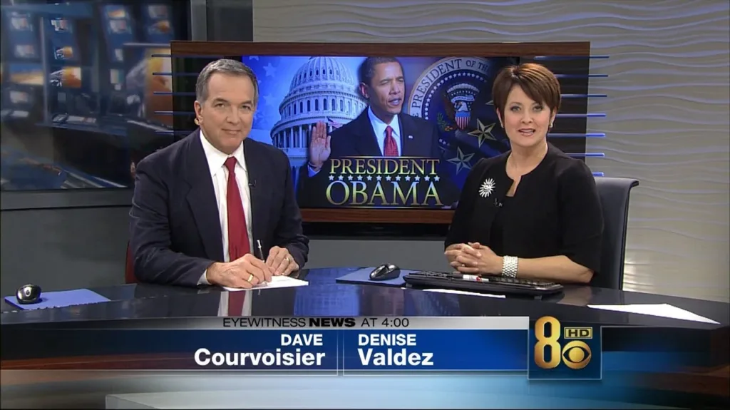 President Obama Swearing-in Graphic, News Anchors: Dave Courvoisier and Denise Valdez © 2009 KLAS-TV Channel 8 CBS Eyewitness News at 4:00PM