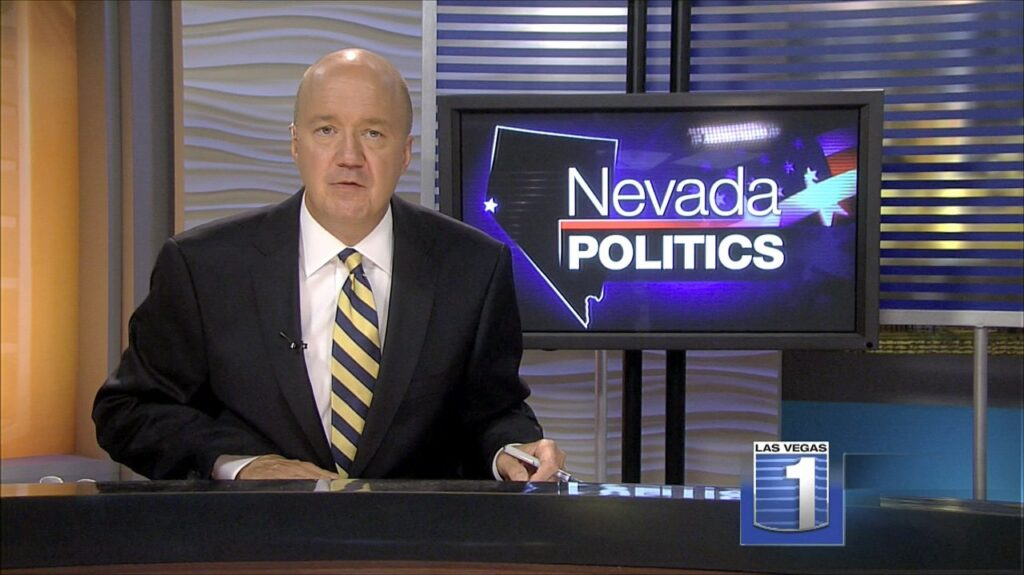 News Anchor Jeff Gillan, Nevada Politics Graphic © 2009 KLAS-TV Las Vegas One News