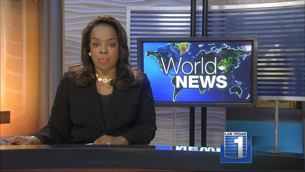 News Anchor Carol Wilkinson, World News Graphic © 2009 KLAS-TV Las Vegas One News